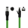 ACT Industrial 5,00 metru sensora kabelis M12D 4-pin vīrišķais leņķveida uz RJ45 vīrišķais, Superflex Xtreme TPE kabelis, ekranēts