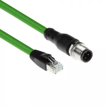 ACT Industrial 3.00 metru sensora kabelis M12D 4-pinu vīrišķais taisnleņķa pret RJ45 vīrišķo, Superflex Xtreme TPE kabelis, ekranēts