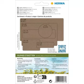 HERMA 2071 pašlīmējošā etiķete Noapaļots taisnstūris Pastāvīga Brūna 12x40mm 672 gab.