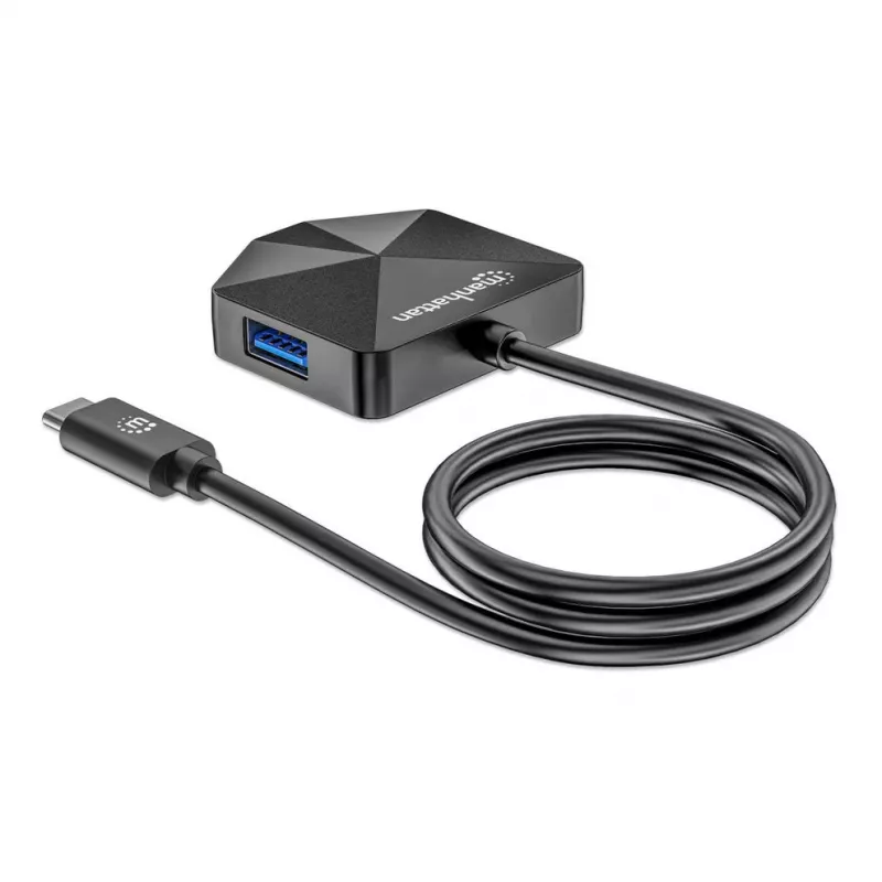 Manhattan USB-C un USB-A kombinētais doks/rumbis, porti (4): USB-A (x2) un USB-C (x2), 5 Gb/s (USB 3.2 Gen1 jeb USB 3.0), leņķveida forma ērtai piekļuvei portiem, barošana caur USB (ārējais barošanas avots nav nepieciešams)