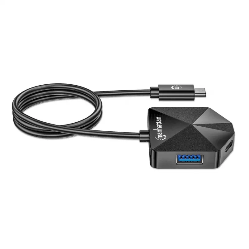 Manhattan USB-C un USB-A kombinētais doks/rumbis, porti (4): USB-A (x2) un USB-C (x2), 5 Gb/s (USB 3.2 Gen1 jeb USB 3.0), leņķveida forma ērtai piekļuvei portiem, barošana caur USB (ārējais barošanas avots nav nepieciešams)