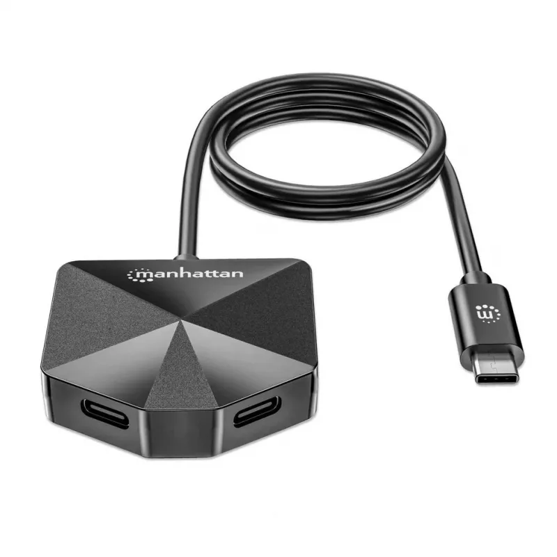 Manhattan USB-C un USB-A kombinētais doks/rumbis, porti (4): USB-A (x2) un USB-C (x2), 5 Gb/s (USB 3.2 Gen1 jeb USB 3.0), leņķveida forma ērtai piekļuvei portiem, barošana caur USB (ārējais barošanas avots nav nepieciešams)