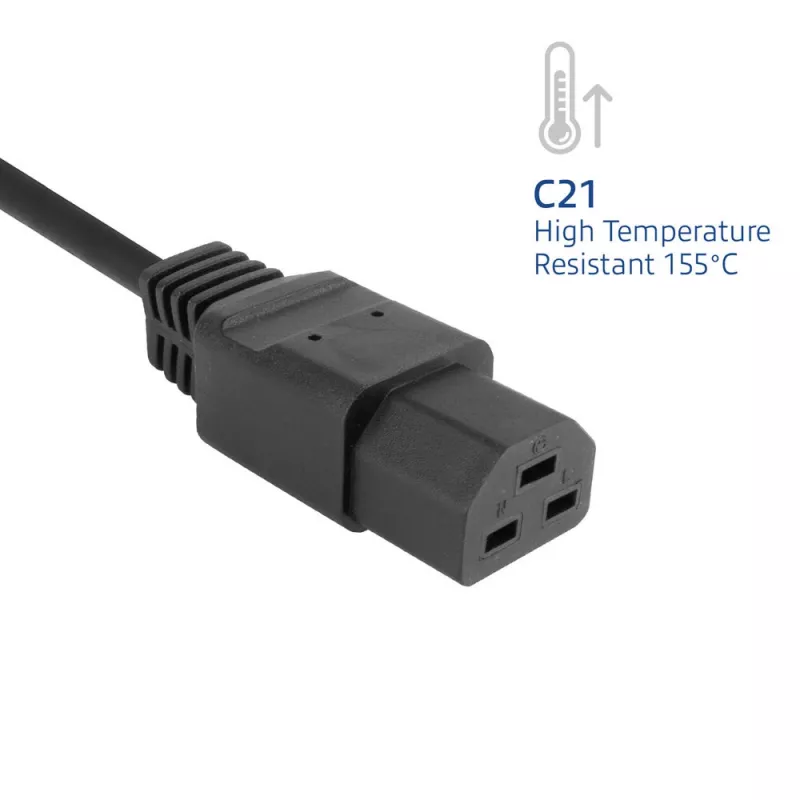 Strāvas vads ACT C20–C21 IEC60320 melns 1 m, 250 V, 16 A