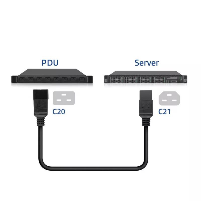 Strāvas vads ACT C20–C21 IEC60320 melns 1 m, 250 V, 16 A
