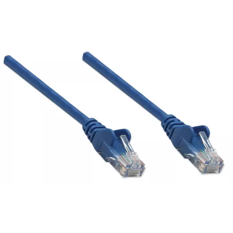 Intellinet tīkla ielāpu vads, Cat5e, 7,5 m, zils, CCA, U/UTP, PVC, RJ45, apzeltīti kontakti, bez aizķeršanās, ar aizsargapvalku, mūža garantija