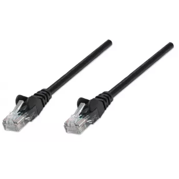 Intellinet tīkla pieslēguma vads, Cat5e, 5 m, melns, CCA, U/UTP, PVC, RJ45, zeltīti kontakti, bez aizķeršanās, ar aizsarguzmavu, mūža garantija