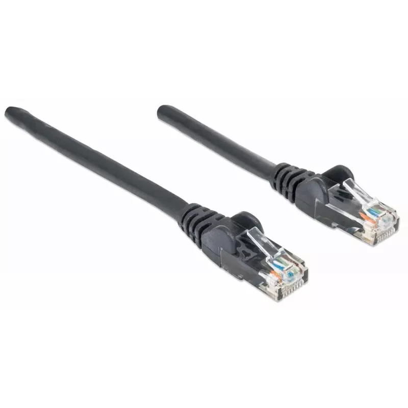 Intellinet tīkla savienojuma vads, Cat6, 2 m, melns, CCA, U/UTP, PVC, RJ45, zeltīti kontakti, bez aizķeršanās, ar aizsarguzmavu, mūža garantija