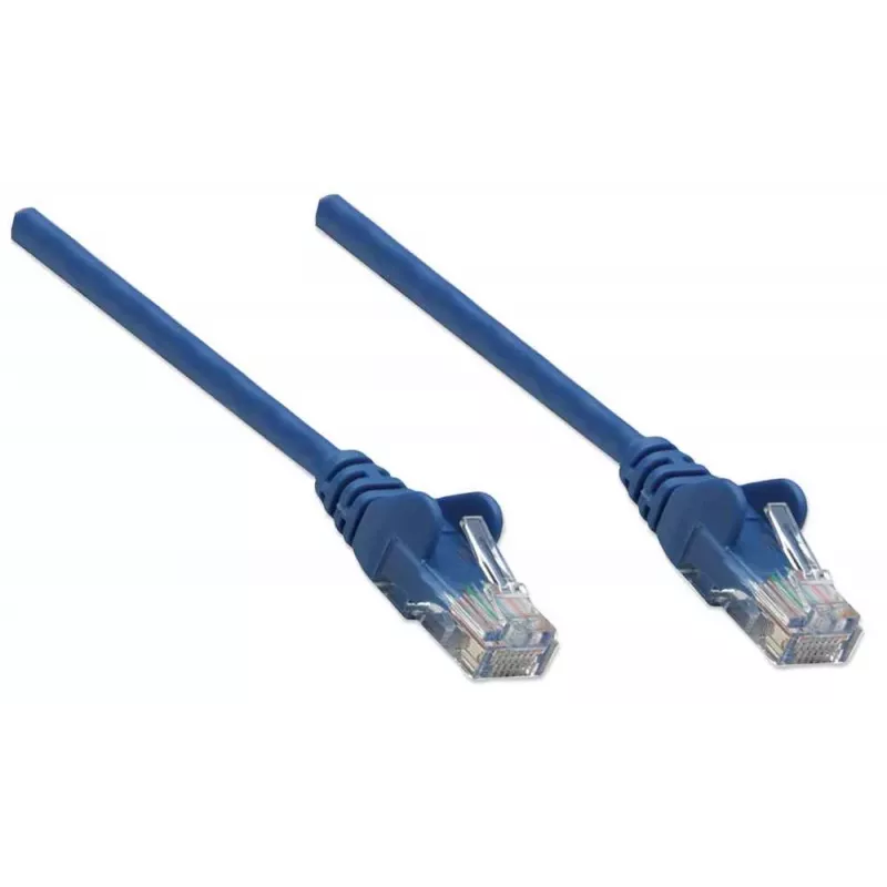 Intellinet tīkla kabelis, Cat6, 2m, zils, CCA, U/UTP, PVC, RJ45, apzeltīti kontakti, bez aizķeršanās, aizsarguzmava, mūža garantija