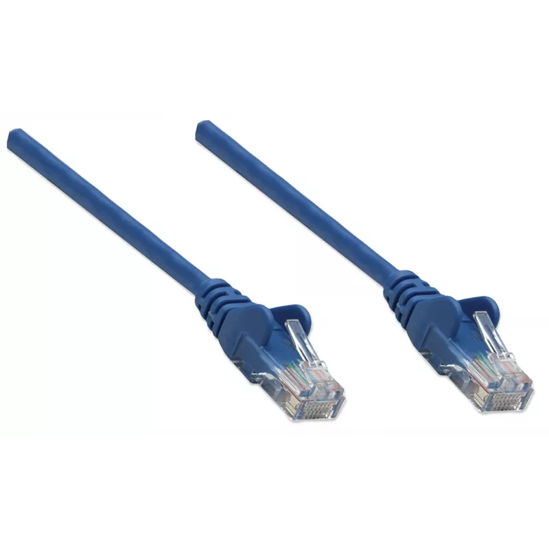 Intellinet tīkla vads, Cat6, 1,5 m, zils, CCA, U/UTP, PVC, RJ45, zeltīti kontakti, bez aizķeršanās, ar aizsarguzmavu, mūža garantija