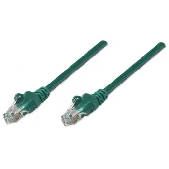 Intellinet tīkla savienojuma kabelis, Cat5e, 3 m, zaļš, CCA, U/UTP, PVC, RJ45, zelta pārklājuma kontakti, bez aizķeršanās, ar aizsargapvalku, mūža garantija