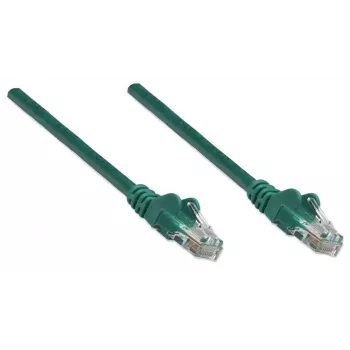 Intellinet tīkla savienojuma kabelis, Cat5e, 3 m, zaļš, CCA, U/UTP, PVC, RJ45, zelta pārklājuma kontakti, bez aizķeršanās, ar aizsargapvalku, mūža garantija