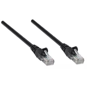 Intellinet tīkla komutācijas kabelis, Cat5e, 3 m, melns, CCA, U/UTP, PVC, RJ45, apzeltīti kontakti, bez aizķeršanās, apvalkots, mūža garantija