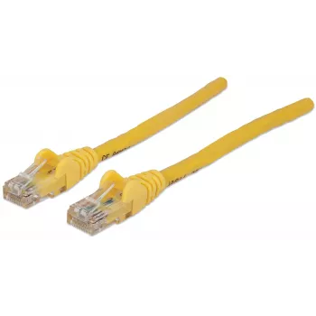 Intellinet tīkla ielāpu vads, Cat6, 0,5 m, dzeltens, CCA, U/UTP, PVC, RJ45, zeltīti kontakti, bez aizķeršanās, ar aizsargapvalku, mūža garantija