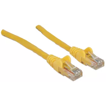 Intellinet tīkla ielāpu vads, Cat6, 0,5 m, dzeltens, CCA, U/UTP, PVC, RJ45, zeltīti kontakti, bez aizķeršanās, ar aizsargapvalku, mūža garantija
