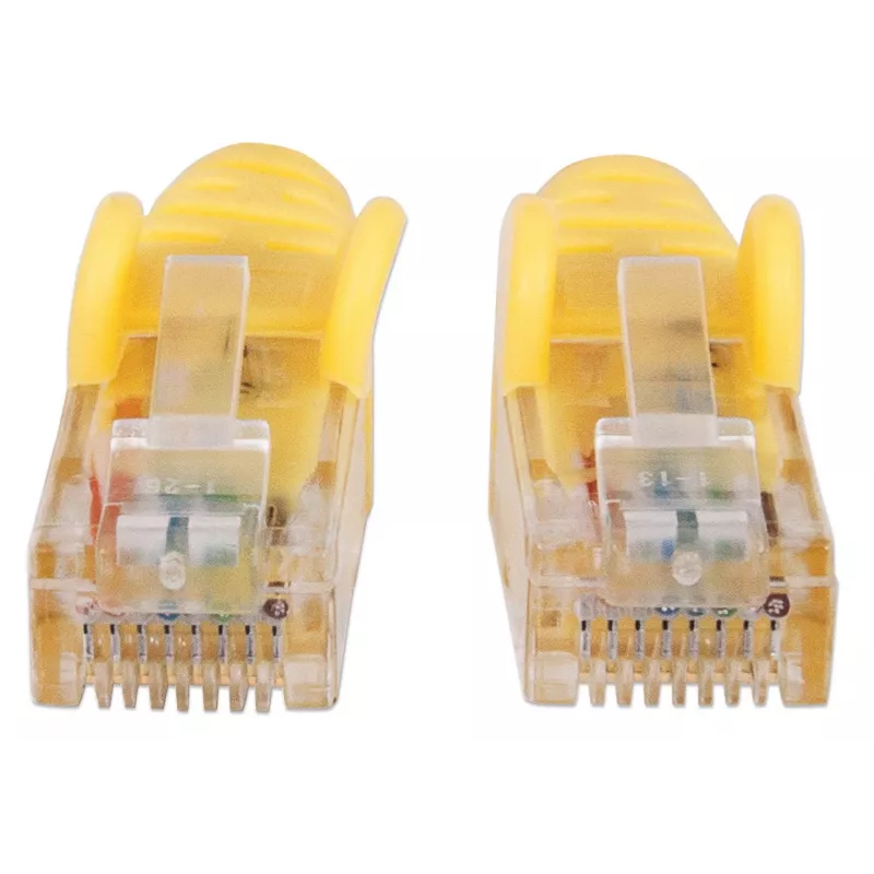 Intellinet tīkla komutācijas kabelis, Cat6, 20 m, dzeltens, CCA, U/UTP, PVC, RJ45, apzeltīti kontakti, neaizķerams, ar apavu, mūža garantija