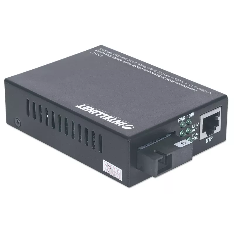 Intellinet Fast Ethernet WDM divvirzienu vienmoda multivides pārveidotājs, 10/100Base-Tx uz 100Base-Fx (SC) vienmoda, 20 km, WDM (Rx1550/Tx1310)