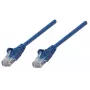 Intellinet tīkla komutācijas kabelis, Cat5e, 1,5 m, zils, CCA, U/UTP, PVC, RJ45, zeltīti kontakti, bezķeļu, ar uzmavu, mūža garantija