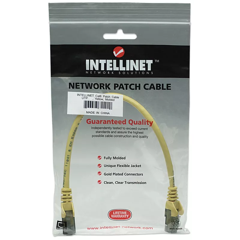 Intellinet tīkla komutācijas kabelis, Cat6A, 30 m, dzeltens, varš, S/FTP, LSOH / LSZH, PVC, RJ45, zeltīti kontakti, bez aizķeršanās, ar aizsarguzmavu, mūža garantija