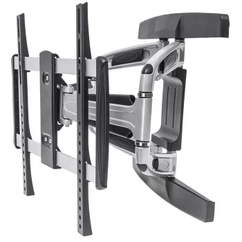 Manhattan sienas stiprinājums televizoriem un monitoriem (pilna kustība), Ekrāniem no 32 inch līdz 55 inch, VESA saderība: visi starp 100x100mm līdz 400x400mm – pārbaudiet četru montāžas urbumu izmērus ekrāna aizmugurē, lai nodrošinātu atbilstību, Maks. 50 kg, Melns, Kronšteins, Mūža garantija