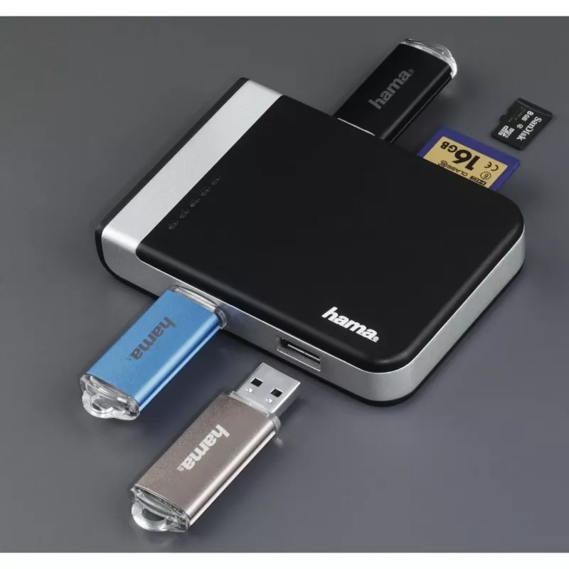 Hama 00054546 karšu lasītājs USB 3.2 Gen 1 (3.1 Gen 1) Type-A/Type-C melns, sudrabains