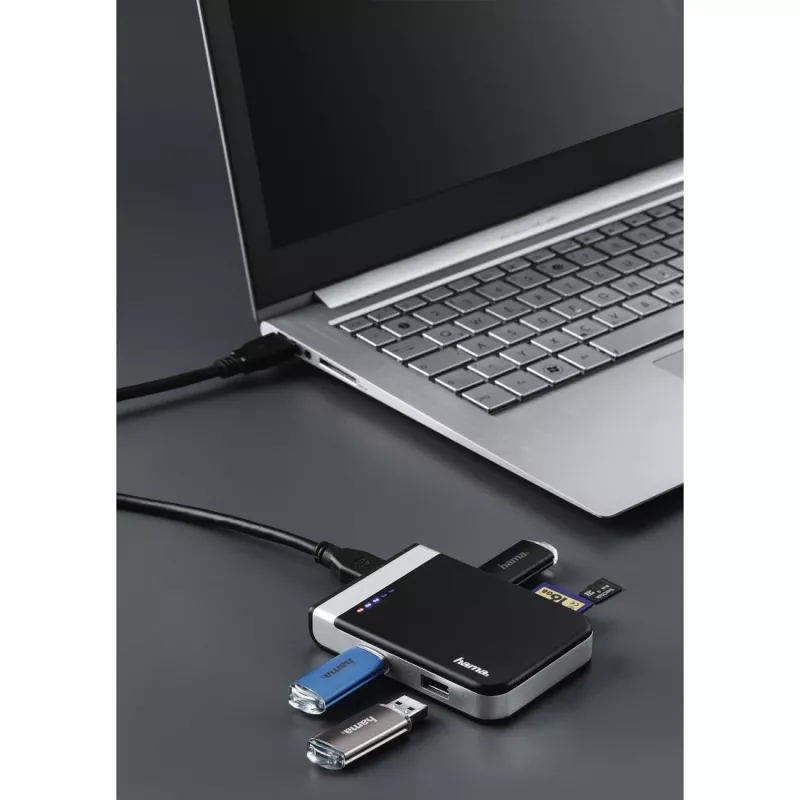 Hama 00054546 karšu lasītājs USB 3.2 Gen 1 (3.1 Gen 1) Type-A/Type-C melns, sudrabains