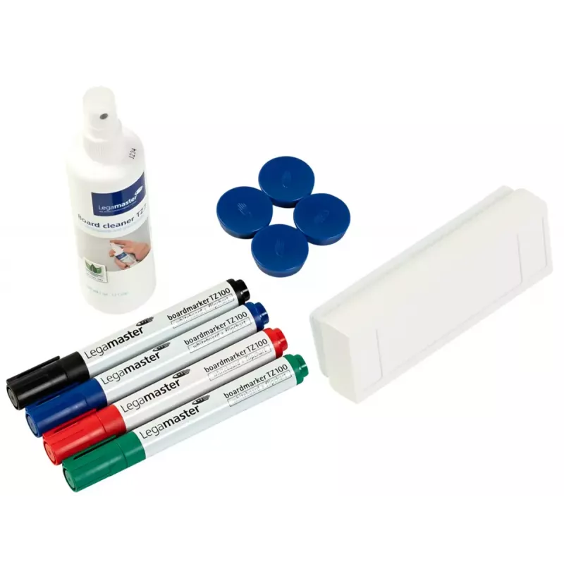 Piederumu komplekts tāfelēm Legamaster basic, 10 daļas, saderīgs ar Legamaster UNIVERSAL, daudzkrāsains, 225×45×255 mm