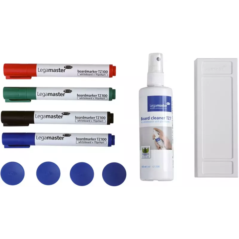 Piederumu komplekts tāfelēm Legamaster basic, 10 daļas, saderīgs ar Legamaster UNIVERSAL, daudzkrāsains, 225×45×255 mm