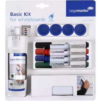 Piederumu komplekts tāfelēm Legamaster basic, 10 daļas, saderīgs ar Legamaster UNIVERSAL, daudzkrāsains, 225×45×255 mm