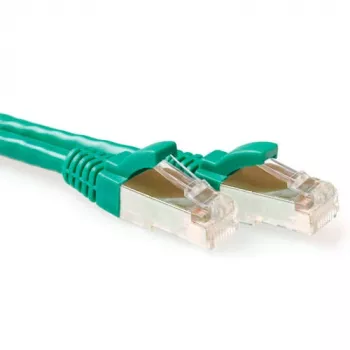 ACT zaļš 1,5 metru S/FTP CAT6A komutācijas kabelis ar aizsargātiem RJ45 savienotājiem