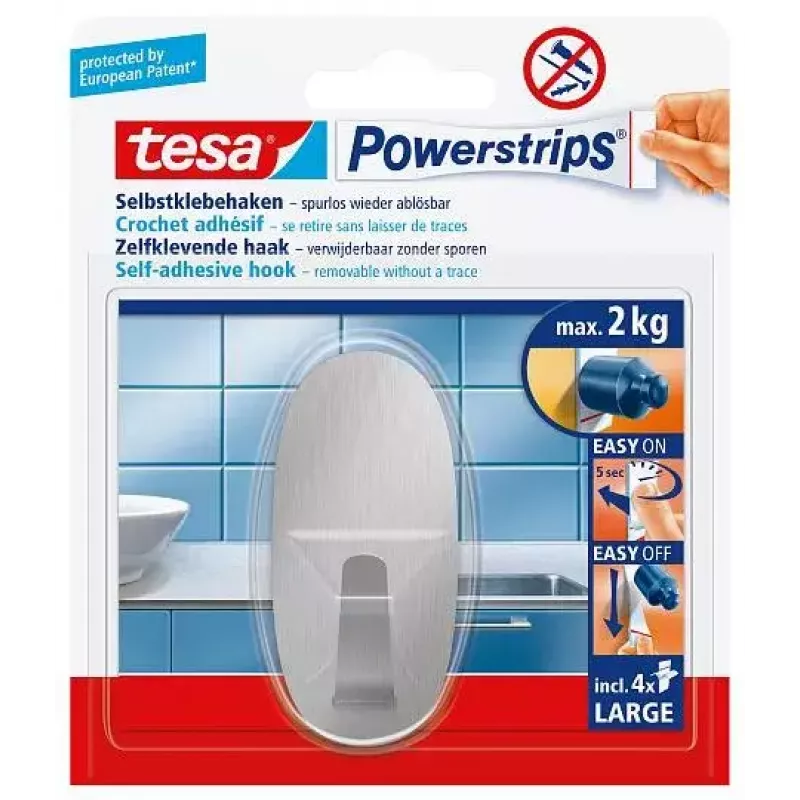 Dvieļu āķis TESA 58261-00000 Indoor Metallic 1 gab.