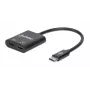 Manhattan USB-C uz USB-C audio adapteris un USB-C (ar strāvas padevi), melns, 480 Mbps (USB 2.0), kabelis 11 cm, ar strāvas padevi uz USB-C pieslēgvietu (60 W), trīs gadu garantija