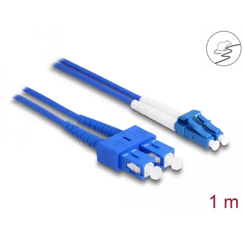DeLOCK optiskais šķiedras kabelis LC Duplex uz SC Duplex Singlemode OS2 1 m
