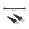 ACT melns 0,5 metri S/FTP CAT7 PUR elastīgs komutācijas kabelis bez aizķeršanās ar RJ45 savienotājiem (atbilst CAT6A)