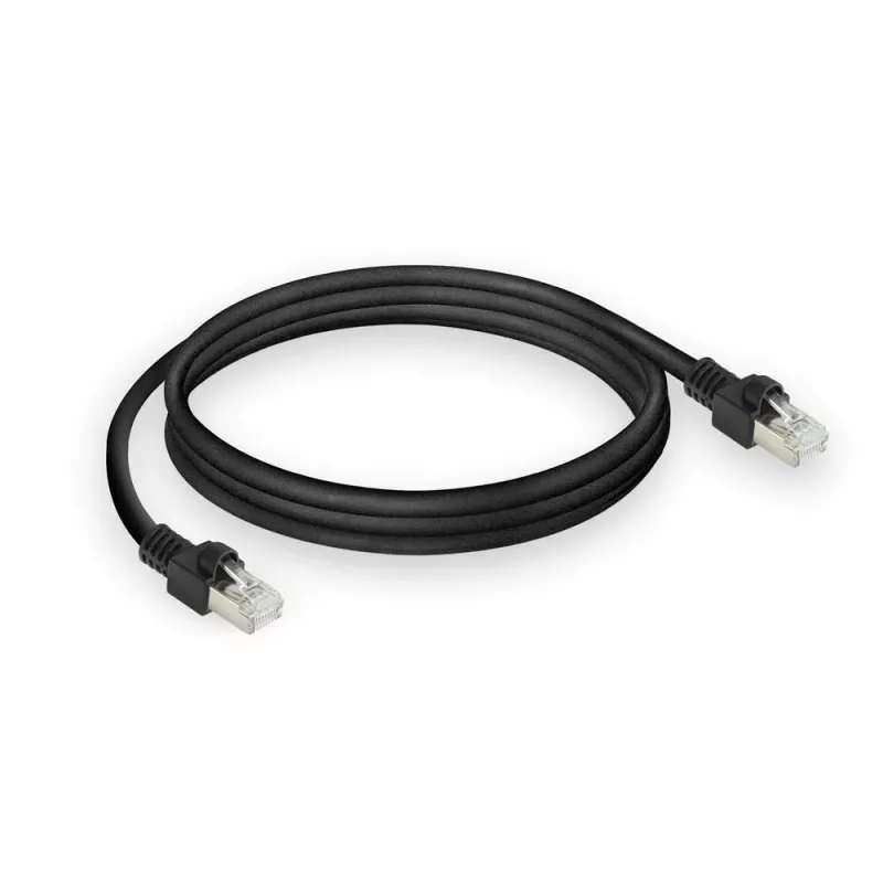 ACT melns 7 metri S/FTP CAT7 PUR elastīgs ielāpu vads bez aizķeršanās ar RJ45 savienotājiem (atbilst CAT6A)