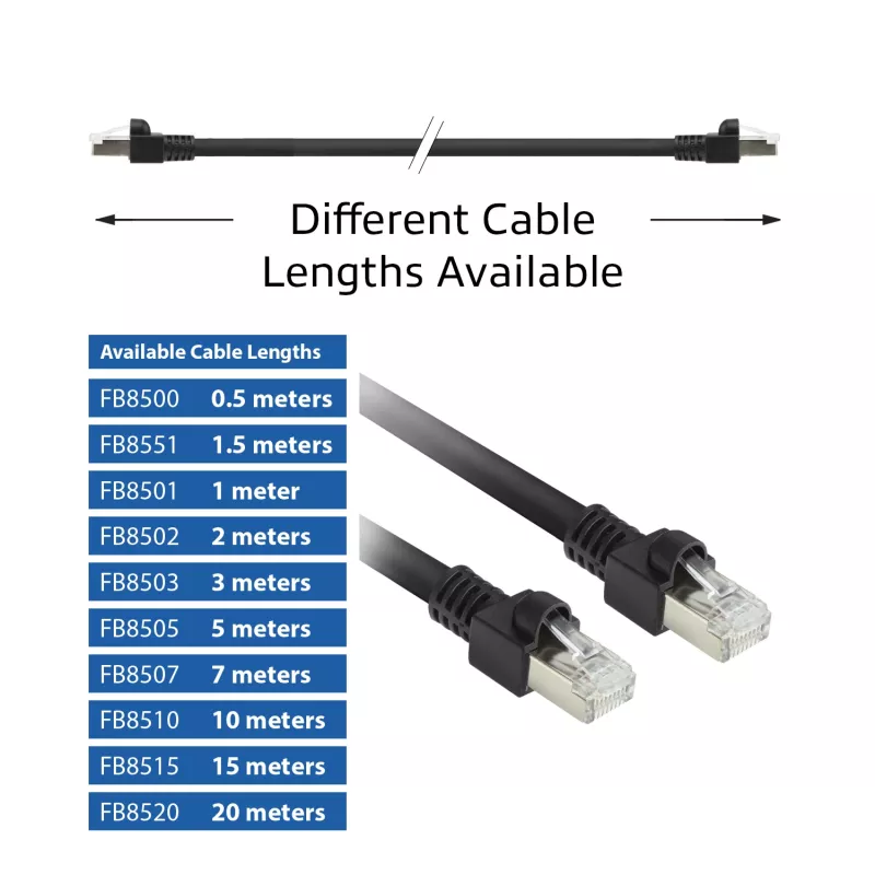 ACT melns 7 metri S/FTP CAT7 PUR elastīgs ielāpu vads bez aizķeršanās ar RJ45 savienotājiem (atbilst CAT6A)