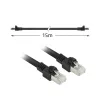 ACT melns 15 metri S/FTP CAT7 PUR elastīgs komutācijas kabelis ar aizsardzību pret aizķeršanos, RJ45 savienotāji (CAT6A saderīgs)