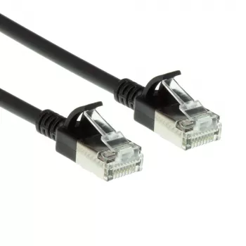 ACT melns 10 metru LSZH U/FTP CAT6A datu centra plānais savienotājkabelis ar aizsargmehānismu un RJ45 savienotājiem