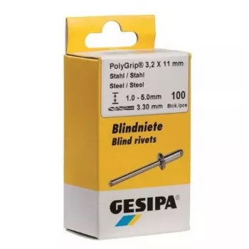 Neredzama kniede GESIPA 1433569 Tērauds 6mm galva 3mm aste 10mm garums