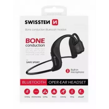 Austiņas Swissten kaula vadītspējas Bluetooth V5.0 melnas
