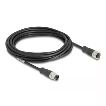 tīkla kabelis DeLOCK M12 kabelis A-coded 8 pin male to female Cat5e 5 m Melns