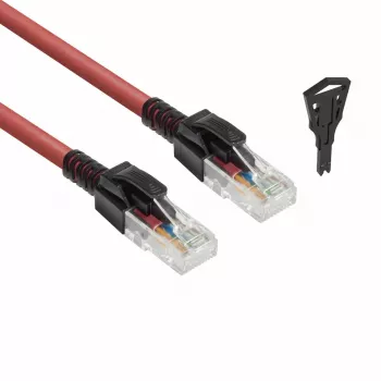 ACT sarkans 3 m U/UTP CAT6A LSZH bloķējams komutācijas kabelis bez aizķeršanās ar RJ45 savienotājiem