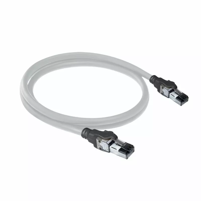 ACT Pelēks 2 metri S/FTP CAT6A IDC 4PPoE / PoE++ 100W LSZH komutācijas vads ar aizķeršanās novēršanas apvalku un RJ45 savienotājiem