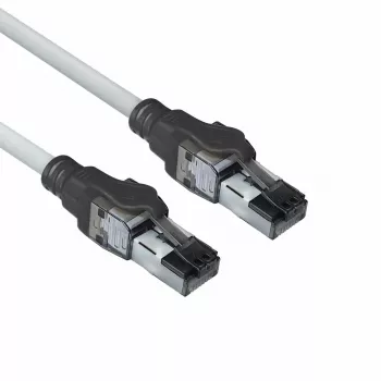 ACT pelēks 1,5 metru S/FTP CAT6A IDC 4PPoE / PoE++ 100 W LSZH komutācijas kabelis ar aizķeršanās novēršanas uzmavu un RJ45 savienotājiem