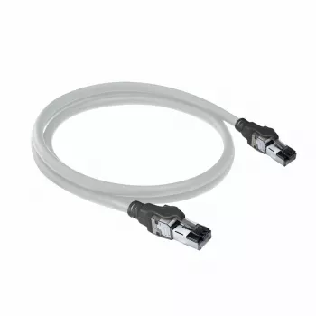 ACT pelēks 1,5 metru S/FTP CAT6A IDC 4PPoE / PoE++ 100 W LSZH komutācijas kabelis ar aizķeršanās novēršanas uzmavu un RJ45 savienotājiem