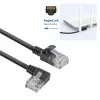 ACT Melns 1,5 metru U/UTP CAT6A LSZH plānā ielāpu vads ar RJ45 savienotājiem 90° leņķī pa kreisi uz taisnu