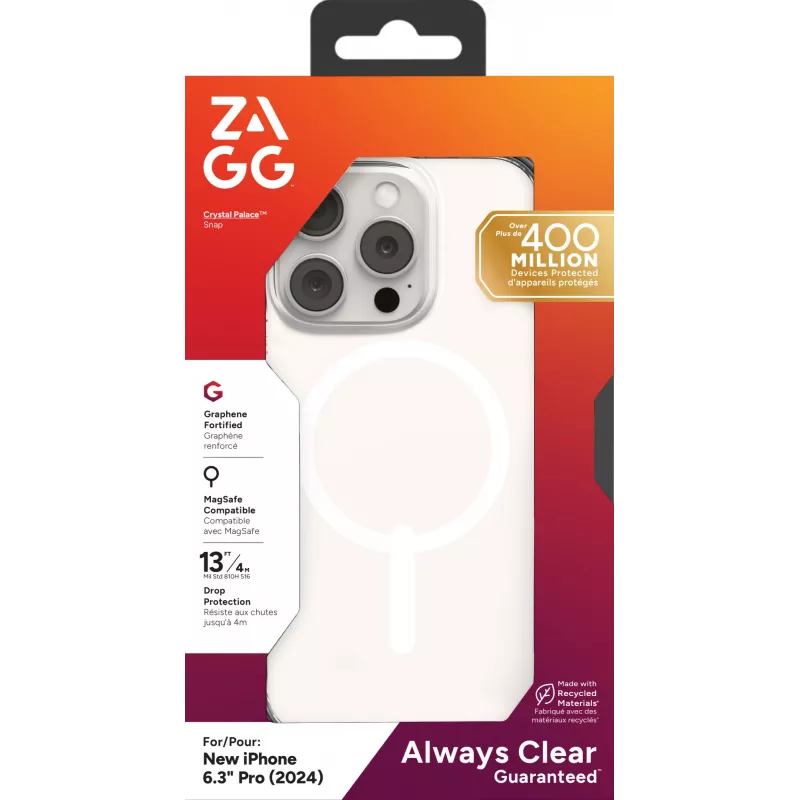 ZAGG Cases Crystal Palace Snap Apple iPhone 16 Pro Clear, Cover, Apple, iPhone 16 Pro, 16 cm (6.3 inch), Transparent
