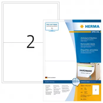 Noņemamās uzlīmes HERMA 10314 A4 199.6x143.5 mm