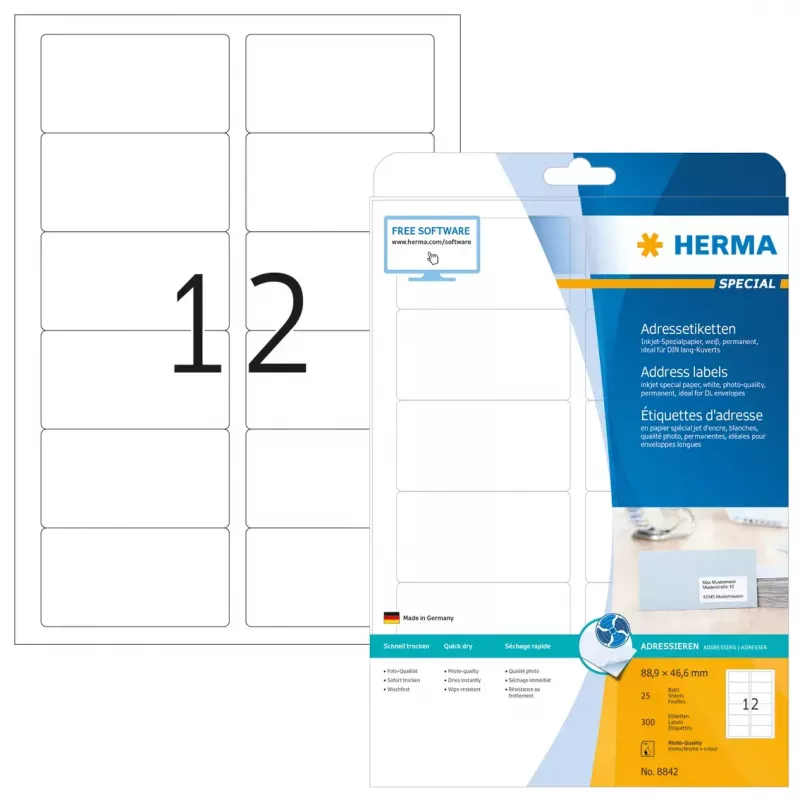 Tintes printera adrešu uzlīmes HERMA 8842
