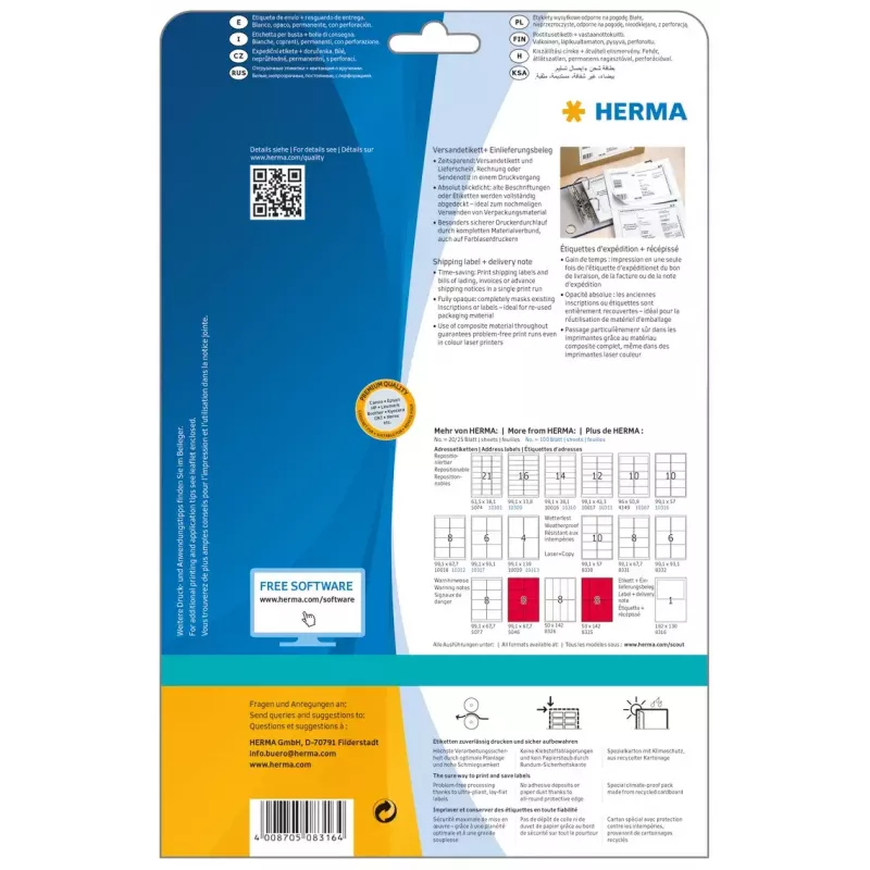 Piegādes etiķete + pavaddokuments HERMA 8316