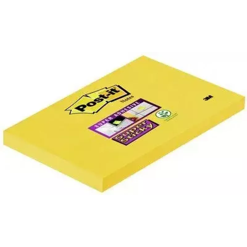 Post-It piezīmju lapiņa papīra taisnstūra dzeltena 90 loksnes pašlīmējoša 3M